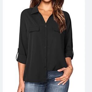 Classic Black Women's Button-Up Shirt